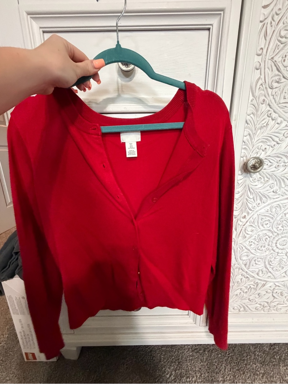 H&M Red Button Front Cardigan Sweater Size Large